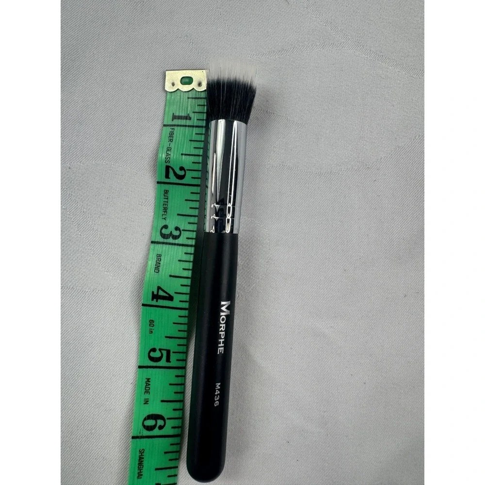 Morphe M436 Mini Duo Fiber Blender Makeup Brush Black Silver Synthetic Natural